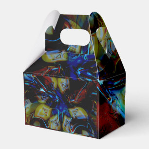 Abstract almonds under showy deformed dark glass favour box