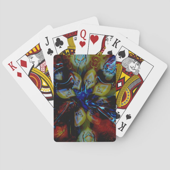 Abstract almonds under showy deformed dark glass   playing cards (Back)