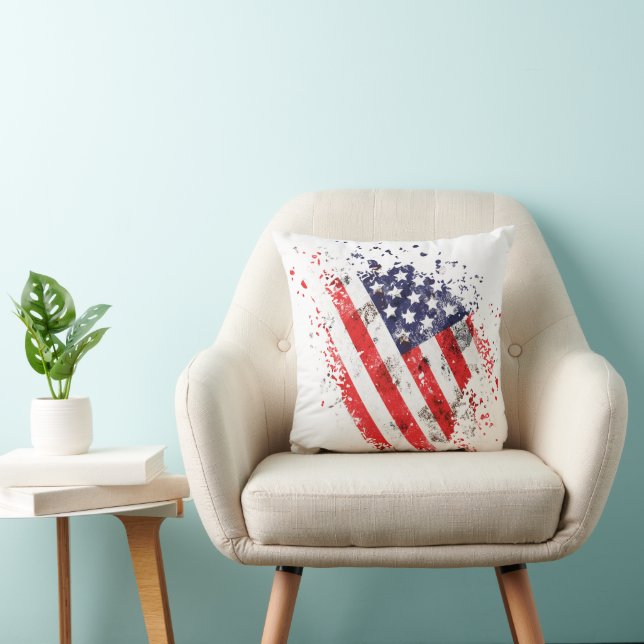 Abstract American Flag Art Print Cushion (Chair)