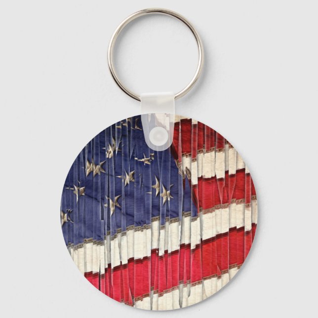 Abstract American Flag Key Ring (Front)
