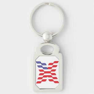 Abstract American Flag Letter X Key Ring