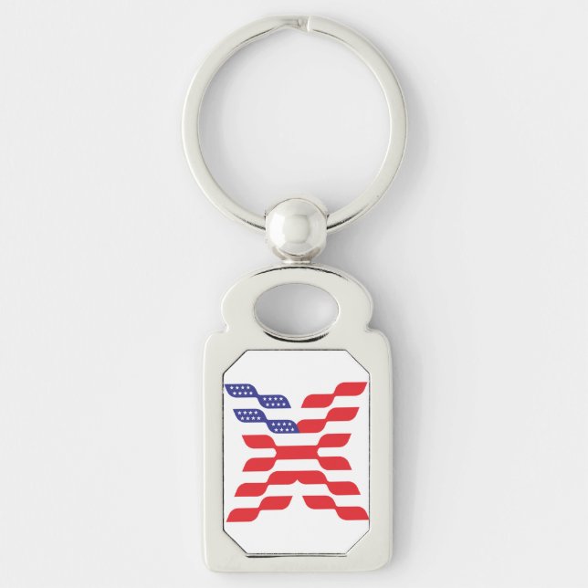 Abstract American Flag Letter X Key Ring (Front)