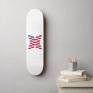 Abstract American Flag Letter X  Skateboard