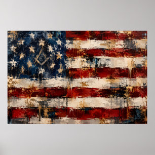Abstract American Flag Masonic Symbol Wall Art Pos