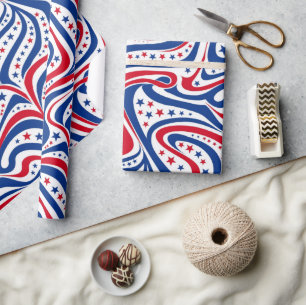 Abstract American Flag Patriotic Pattern Wrapping Paper