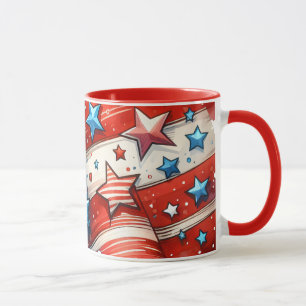 Abstract American Flag Red, White and Blue Mug