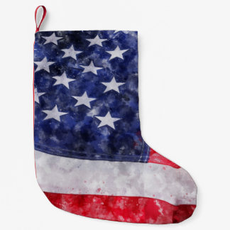 Abstract American Flag, Watercolor Style. Small Christmas Stocking