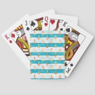 Abstract anchors: watercolor stripe pattern. playing cards