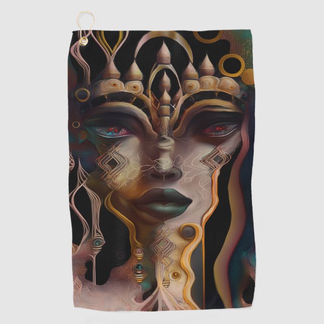 Abstract Ancient Egyptian Woman Golf Towel (Front)