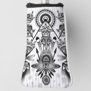 Abstract Ancient Native Indian Tribal Golf Head Cover