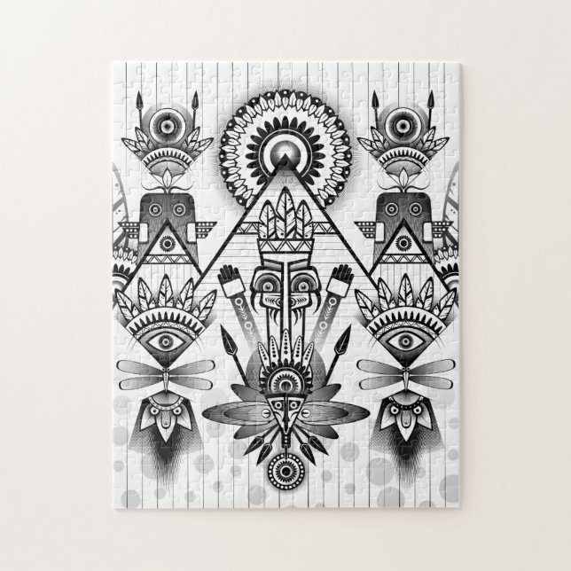 Abstract Ancient Native Indian Tribal Jigsaw Puzzle (Vertical)