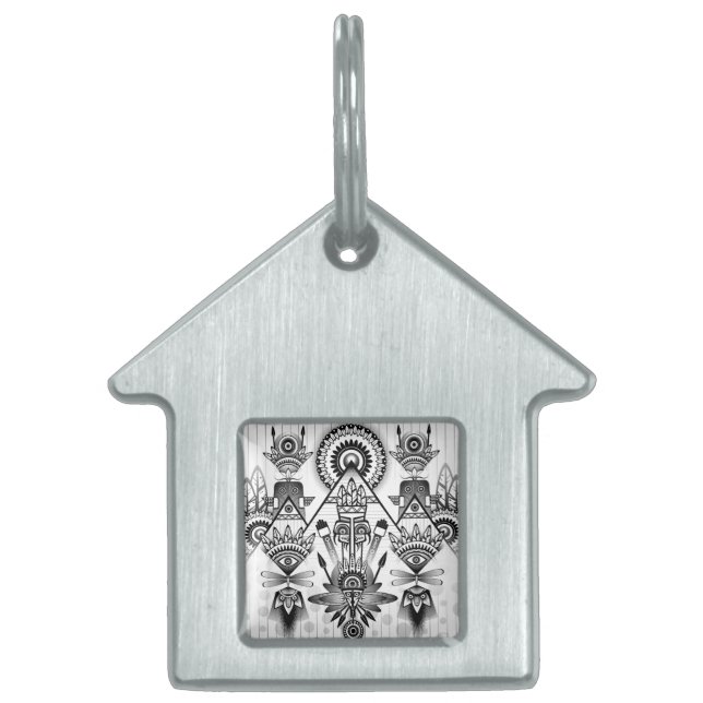 Abstract Ancient Native Indian Tribal Pet ID Tag (Front)