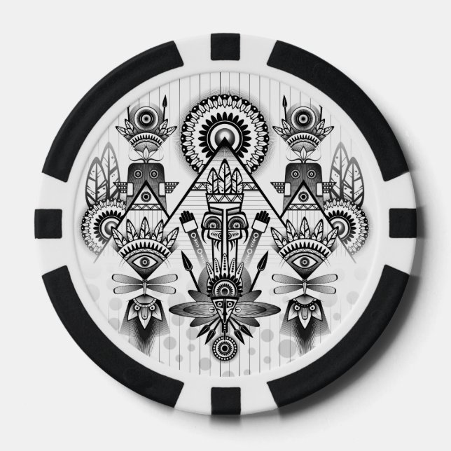 Abstract Ancient Native Indian Tribal Poker Chips (Front)