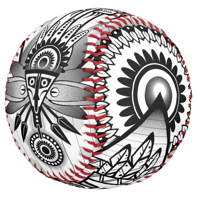Abstract Ancient Native Indian Tribal Softball (Angled)