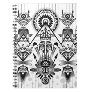 Abstract Ancient Native Indian Tribal Spiral Notebook