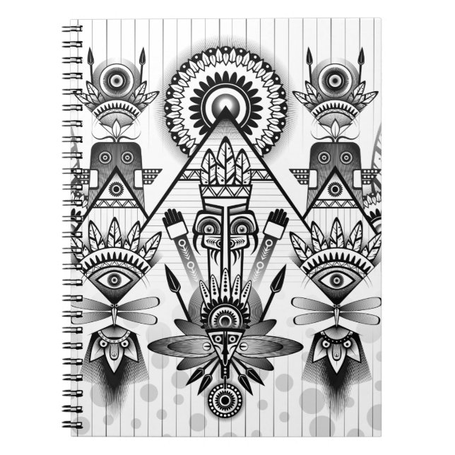 Abstract Ancient Native Indian Tribal Spiral Notebook (Front)