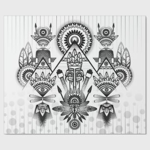 Abstract Ancient Native Indian Tribal Wrapping Paper