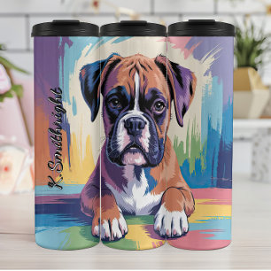 Abstract and Colorful Boxer Dog Thermal Tumbler
