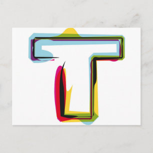 Abstract and colourful letter T Postcard