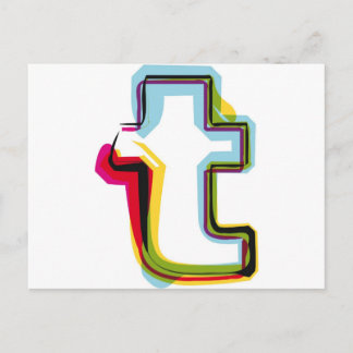 Abstract and colourful letter t postcard
