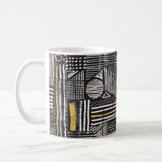 Abstract and creative seamless pattern design with coffee mug (Left)