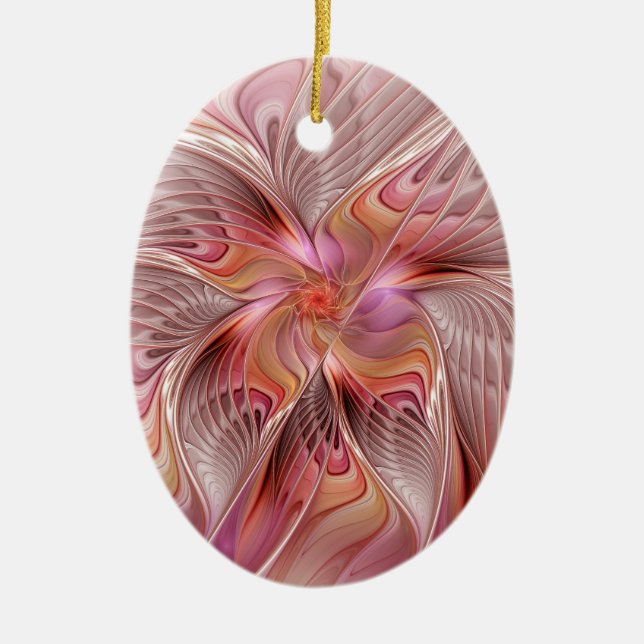 Abstract Angel Colourful Fantasy Fractal Art Ceramic Tree Decoration (Front)