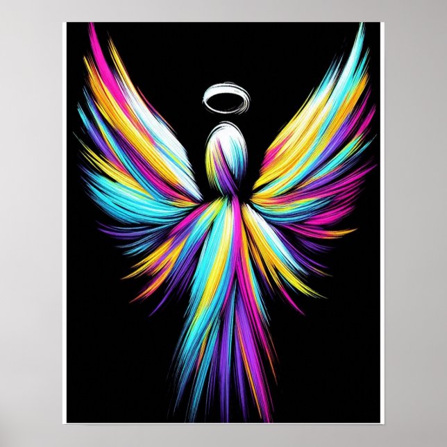 Abstract Angel In a Rainbow of Colours Poster (Front)