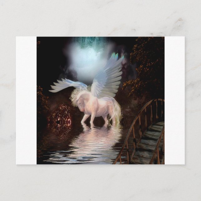 Abstract Angel White Horse Postcard (Front)