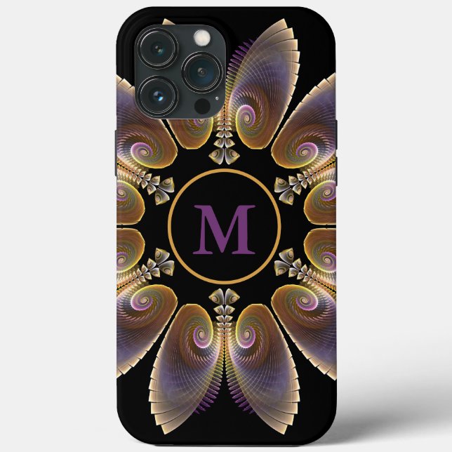 Abstract Angel Wings Mandala Fractal Monogram Case-Mate iPhone Case (Back)