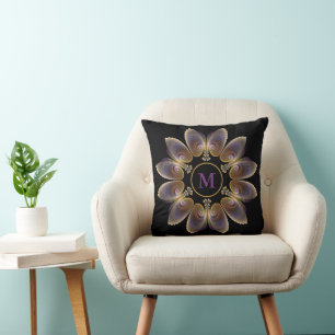Abstract Angel Wings Mandala Fractal Monogram Cushion
