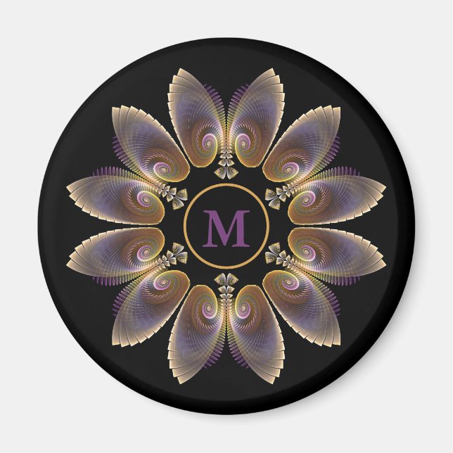 Abstract Angel Wings Mandala Fractal Monogram Magnet (Front)