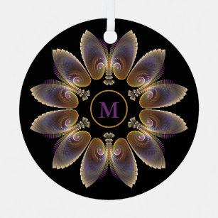 Abstract Angel Wings Mandala Fractal Monogram Metal Tree Decoration