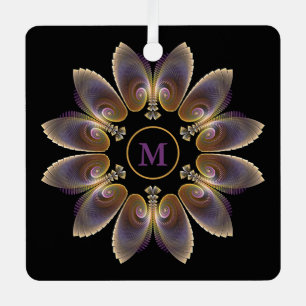 Abstract Angel Wings Mandala Fractal Monogram Metal Tree Decoration