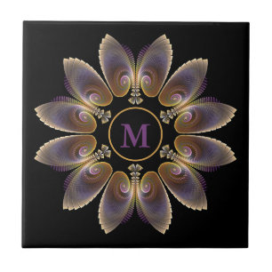 Abstract Angel Wings Mandala Fractal Monogram Tile