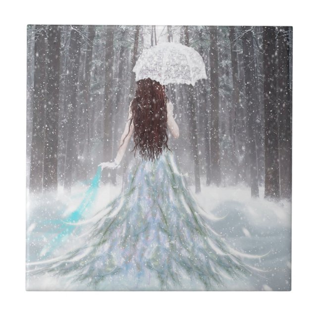 Abstract Angel Winter Snow Princess Tile (Front)