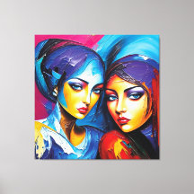 Abstract angels in oil, fantastic painting motif