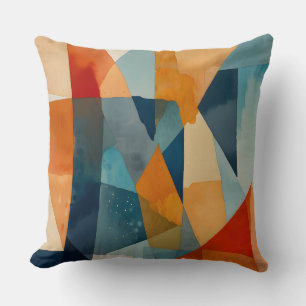 Abstract Angles of Blue and Orange Cushion