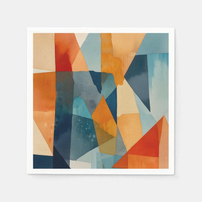 Abstract Angles of Blue and Orange Napkin (Front)