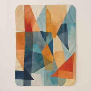 Abstract Angles of Blue and Orange Sherpa Blanket