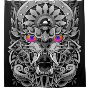 abstract Angry Tiger Shower Curtain