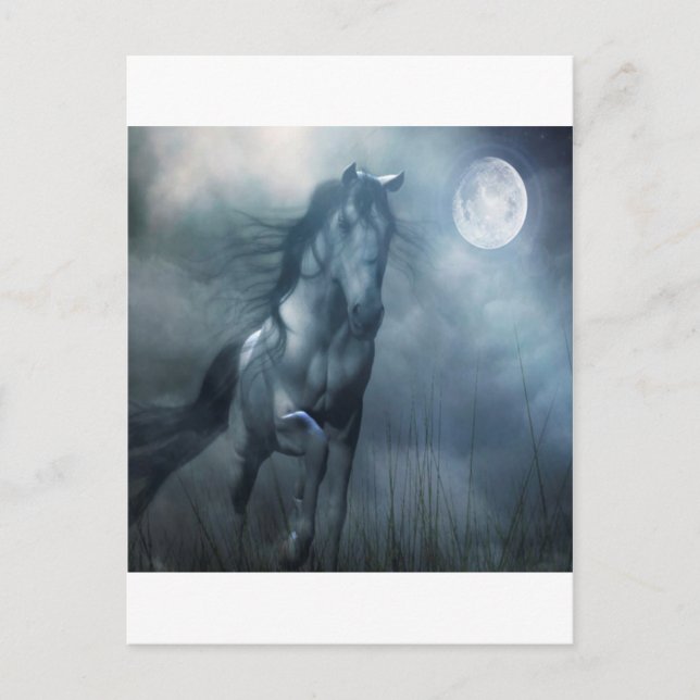 Abstract Animal Moonlight Horse Postcard (Front)