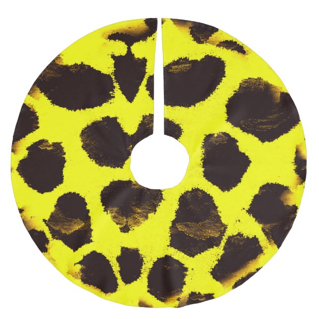 Abstract Animal Print Leopard Watercolor Brushed Polyester Tree Skirt (Front)