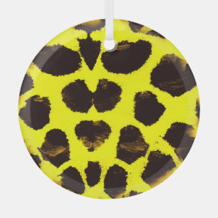 Abstract Animal Print Leopard Watercolor Glass Tree Decoration