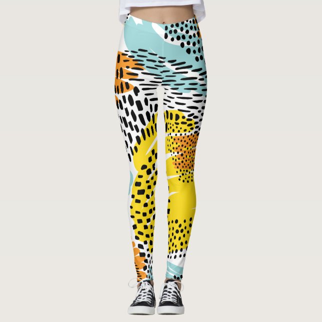 Abstract Animal Print Pattern Leggings (Front)