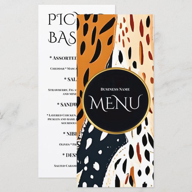 Abstract Animal Print Safari Modern Event Design Menu (Front/Back)