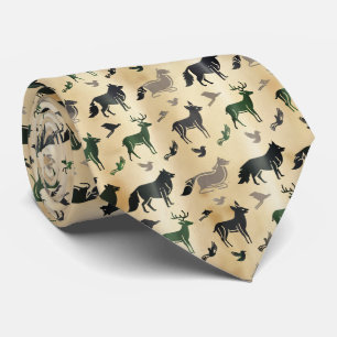 Abstract Animal Silhouette Pattern Tie