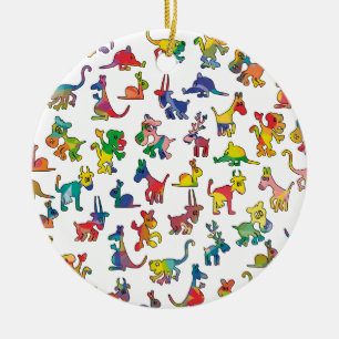 Abstract Animals Pattern Tiles Ceramic Tree Decoration