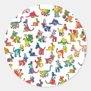 Abstract Animals Pattern Tiles Classic Round Sticker