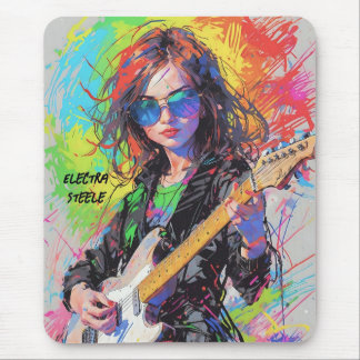 Abstract anime rock guitarist mouse pad