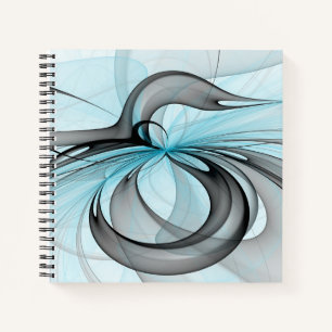 Abstract Anthracite Gray Blue Modern Fractal Art Notebook